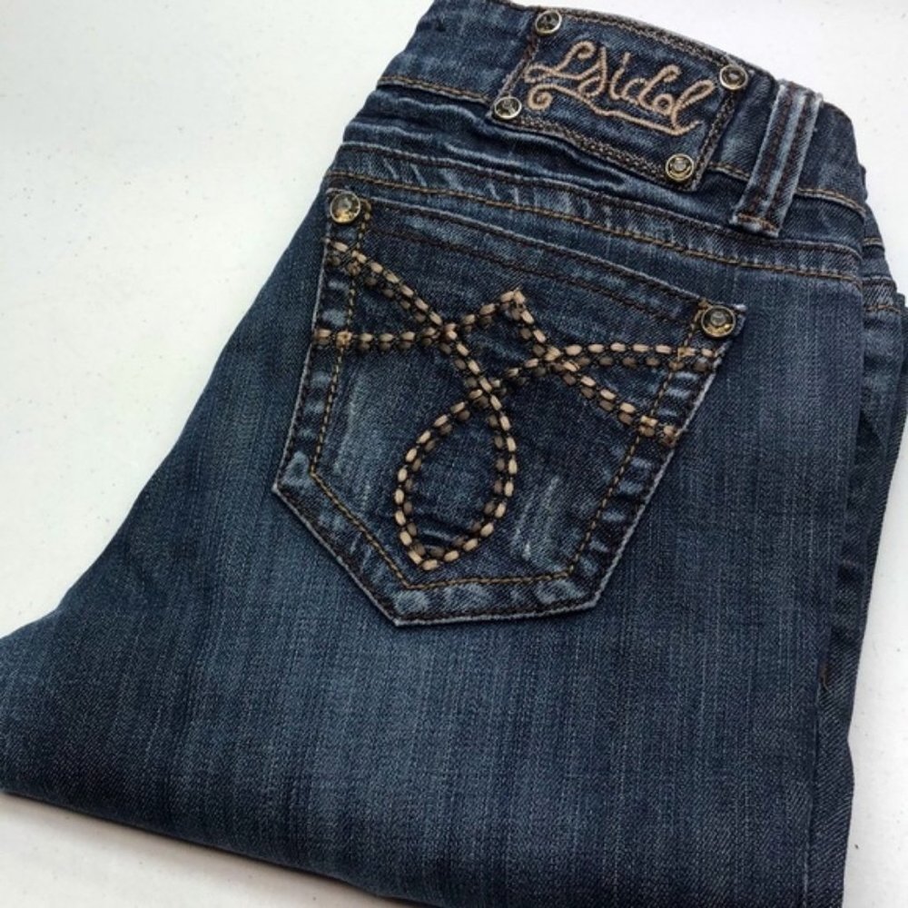 L.A. IDOL PREMIUM STRAIGHT JEANS 7/28x32 SMOKE COLORED STUDS 💎